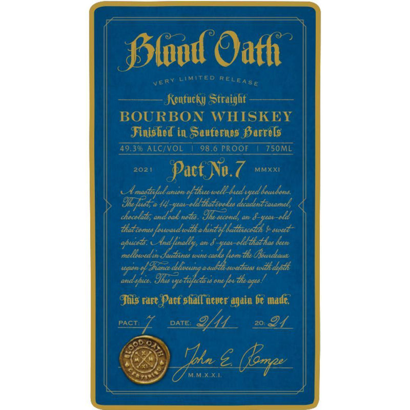 Blood Oath Pact No. 7 Bourbon Blood Oath