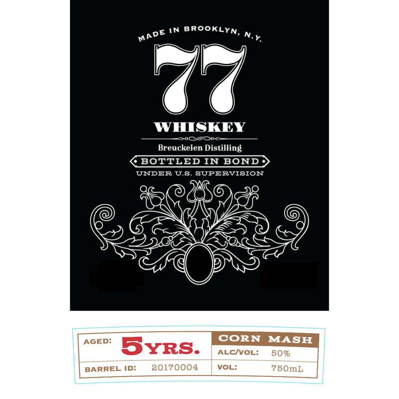 77 Whiskey 5 Year Old Bottled in Bond Bourbon