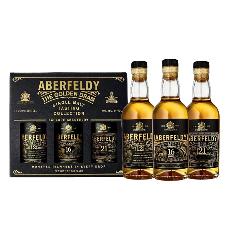 Aberfeldy The Golden Dram Gift Set - 3x 200ml Bottles (16, 12, & 21 Year)