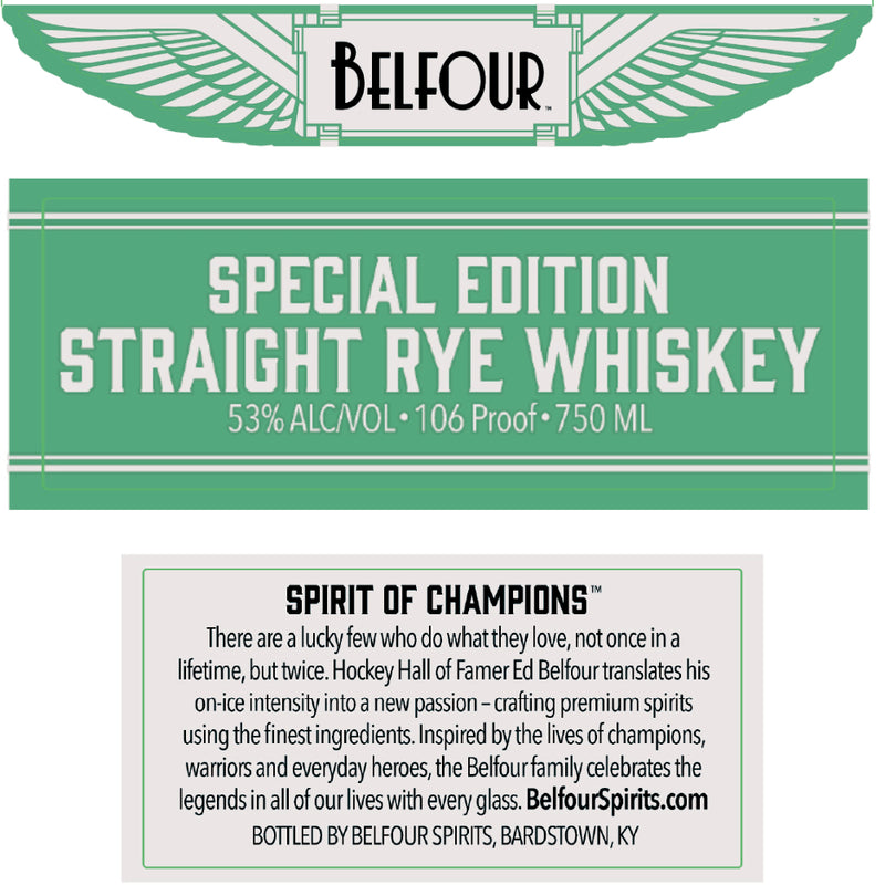 Belfour Special Edition Straight Rye Whiskey By Ed Belfour