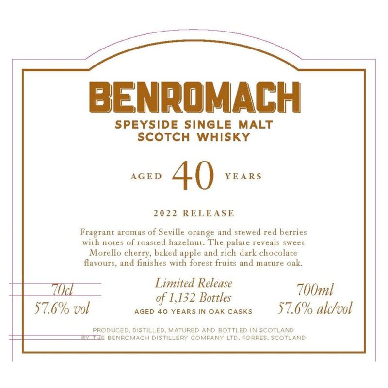 Benromach 40 Year Old 2022 Release
