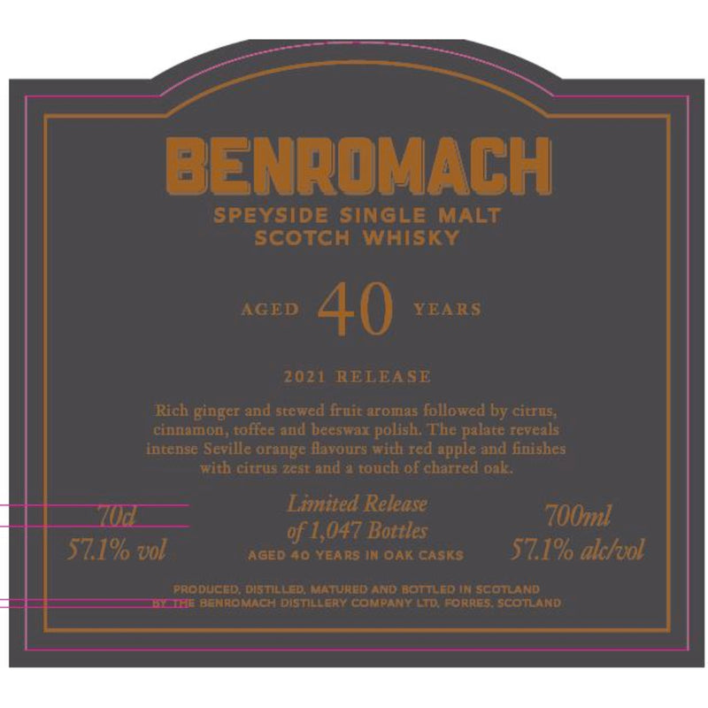 Benromach 40 Year Single Malt Scotch 2021 Release