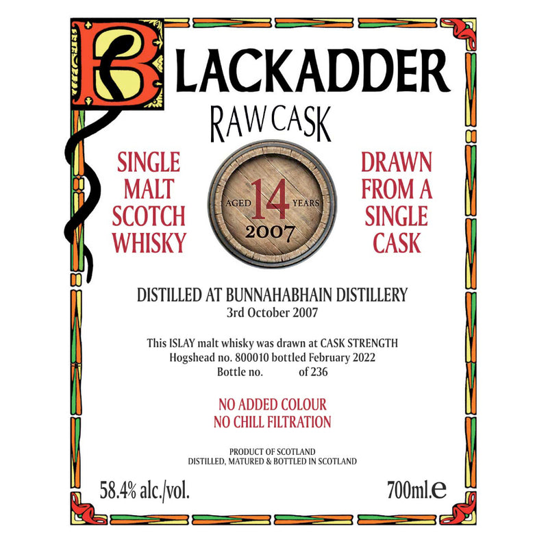 Blackadder Raw Cask 2007 Bunnahabhain 14 Year Old