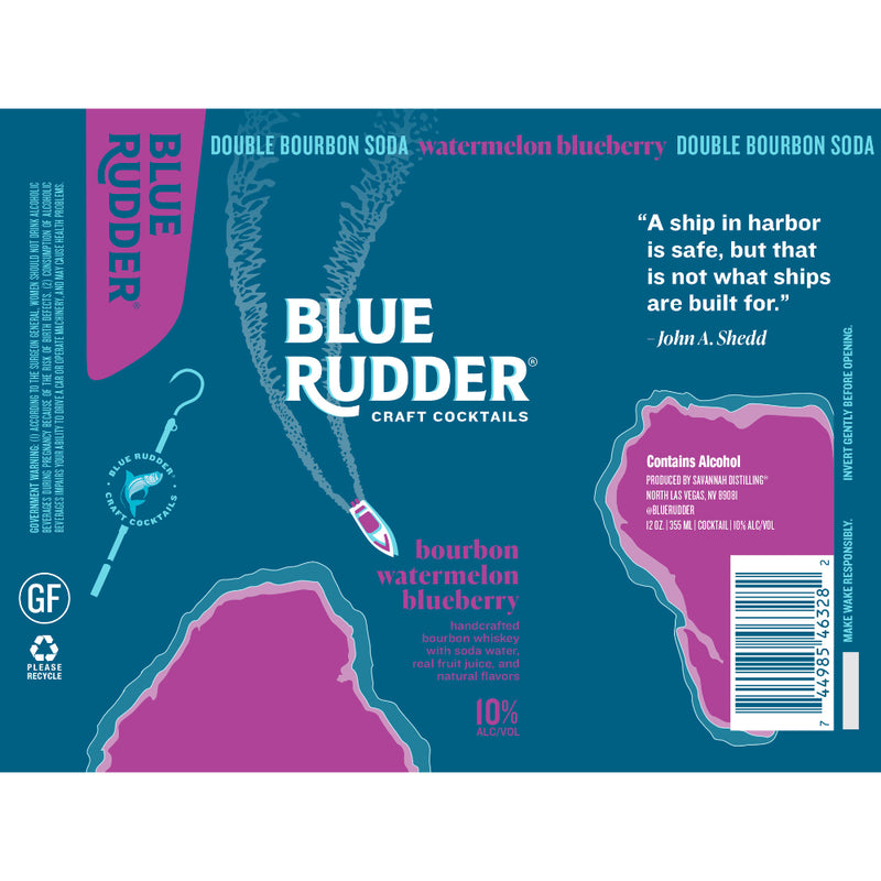 Blue Rudder Bourbon Watermelon Blueberry Cocktail