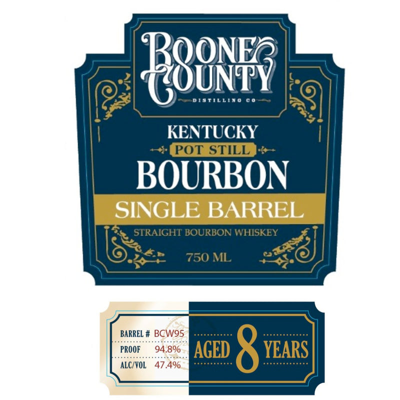 Boone County 8 Year Old Single Barrel Pot Still Bourbon
