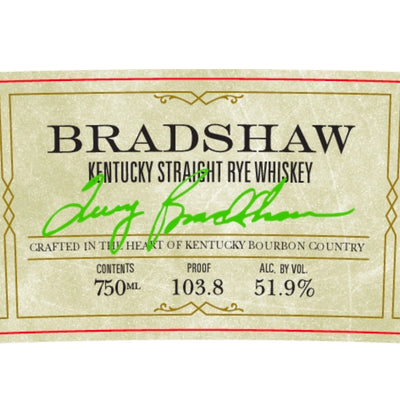 Bradshaw Kentucky Straight Rye Whiskey By Terry Bradshaw