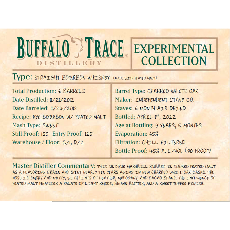 Buffalo Trace Experimental Collection Straight Bourbon With Peated Malt