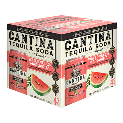 Cantina Watermelon Margarita Tequila Soda 4pk