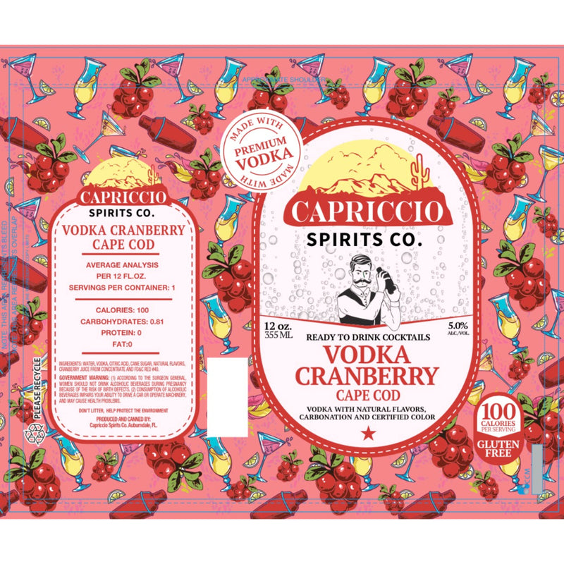 Capriccio Vodka Cranberry Cape Cod Canned Cocktail 6PK