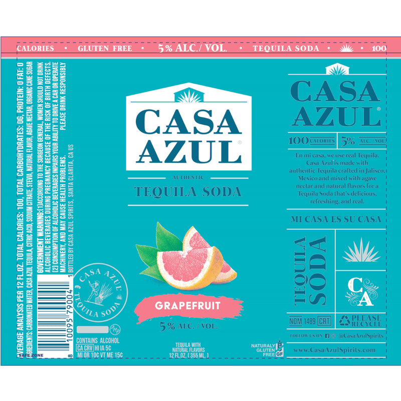 Casa Azul Grapefruit Tequila Soda 4pk