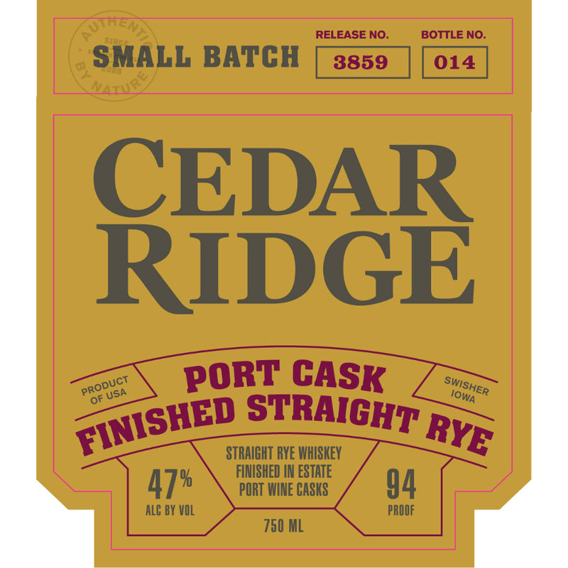 Cedar Ridge Port Cask Finished Straight Rye