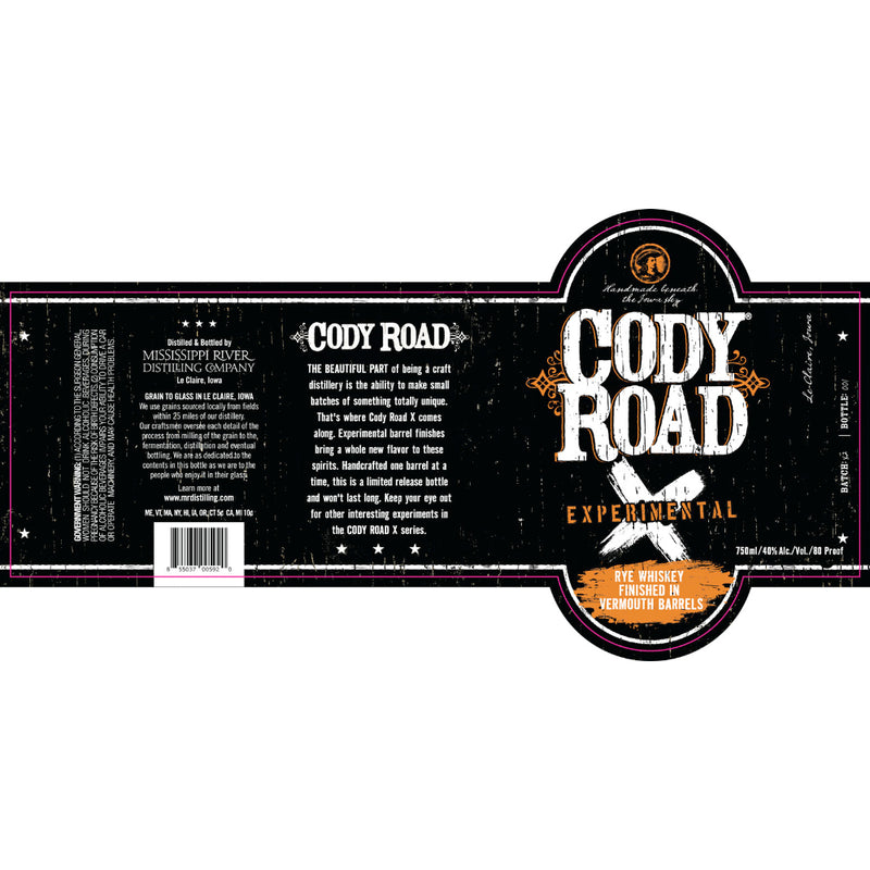 Cody Road Experimental Rye Finished in Vermouth Barrels