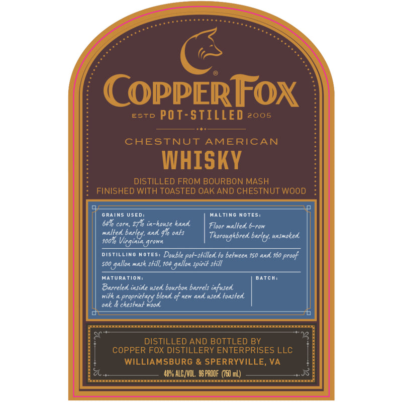 Copper Fox Chestnut American Whisky