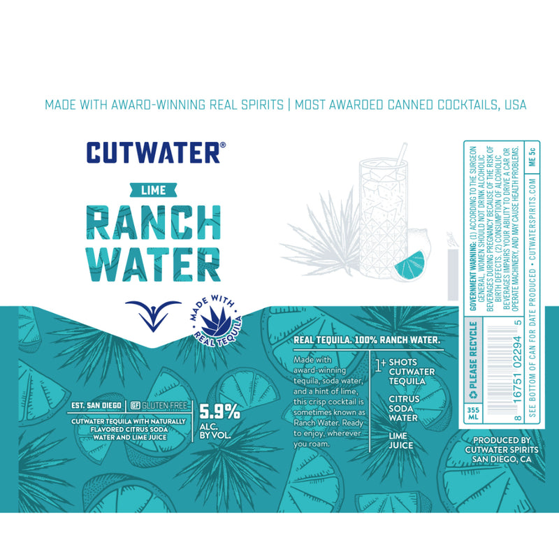 Cutwater Lime Ranch Water 4pk