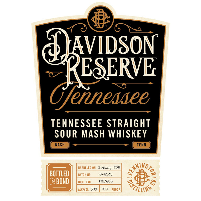 Davidson Reserve Bottled in Bond Straight Sour Mash Whiskey