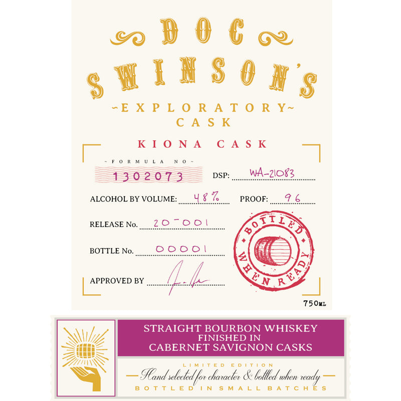 Doc Swinson’s Exploratory Cask Kiona Cask Straight Bourbon