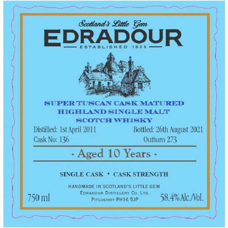 Edradour Distillery 10 Year Old Super Tuscan Cask Matured Scotch