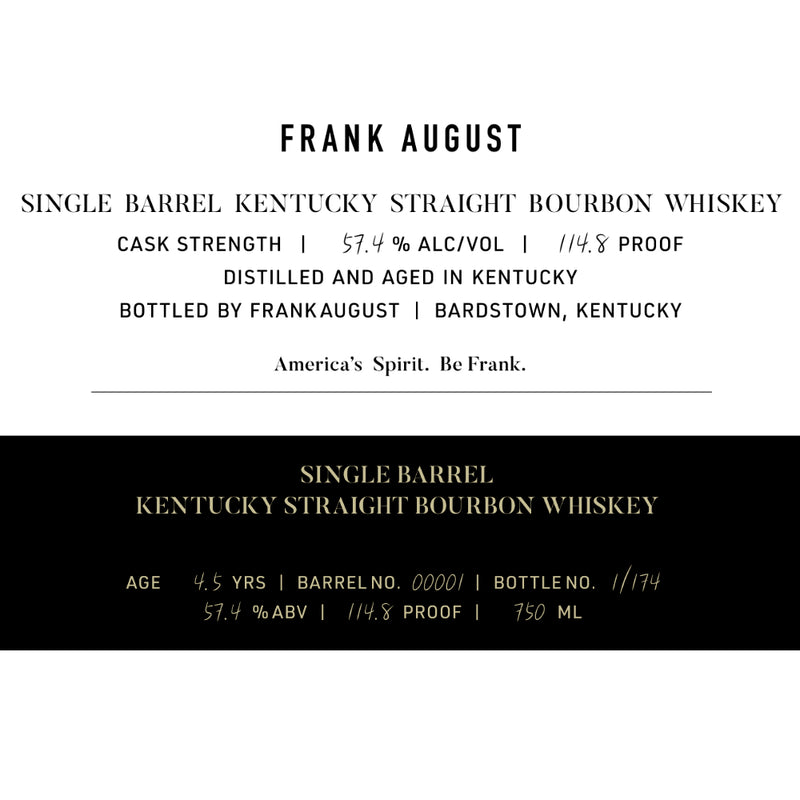 Frank August 4.5 Year Old Single Barrel Bourbon