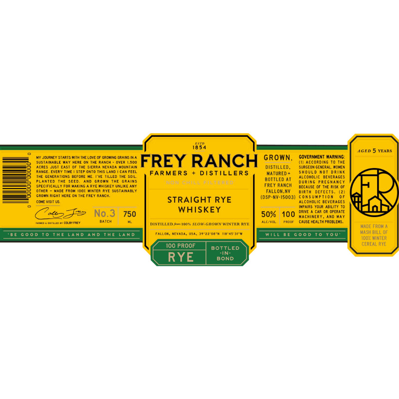 Frey Ranch 5 Year Old Bottled in Bond Straight Rye