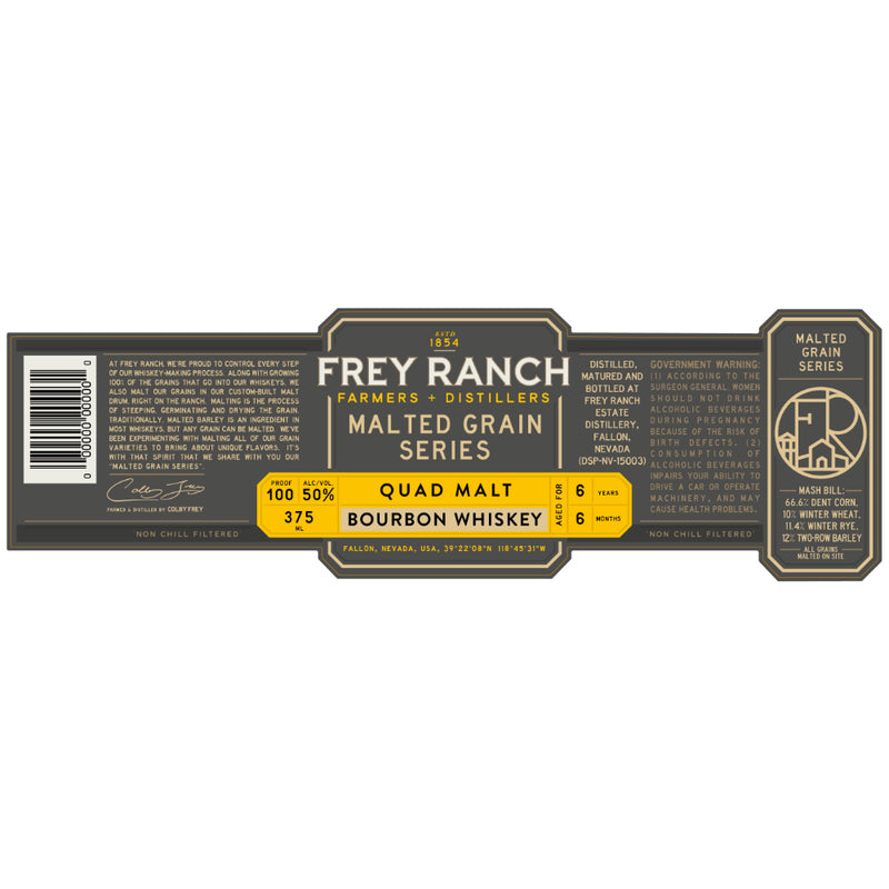 Frey Ranch Malted Grain Series Quad Malt Bourbon Whiskey 375mL