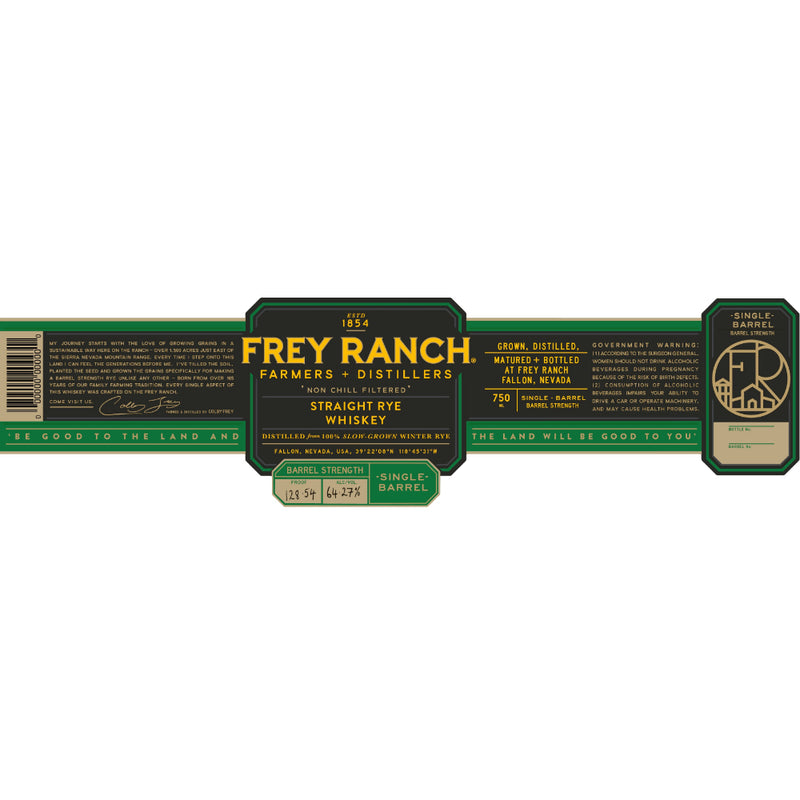 Frey Ranch Single Barrel Barrel Strength Straight Rye