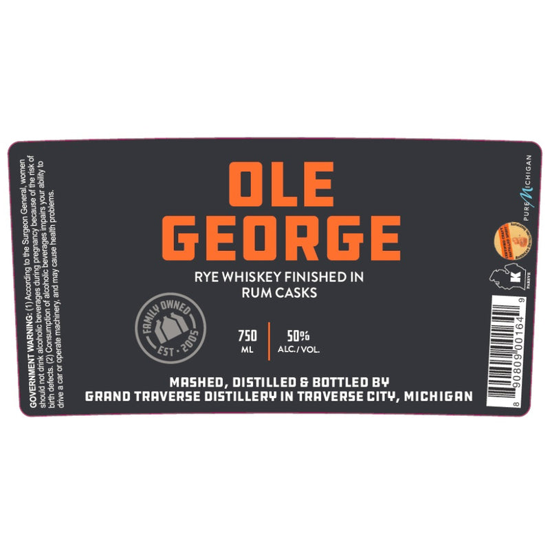 Grand Traverse Distillery Ole George Rye Finished in Rum Casks