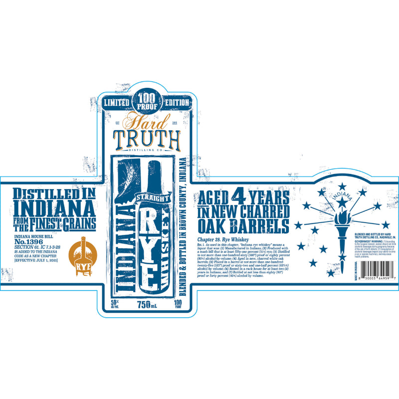 Hard Truth 100 Proof Indiana Straight Rye Limited Edition