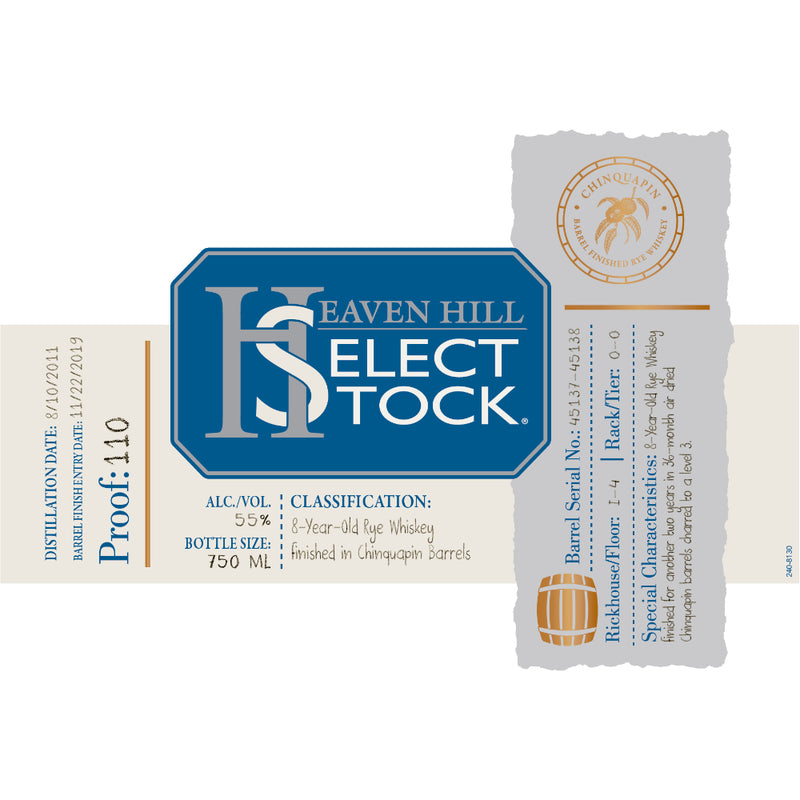 Heaven Hill Select Stock Rye Chinquapin Barrel Finished
