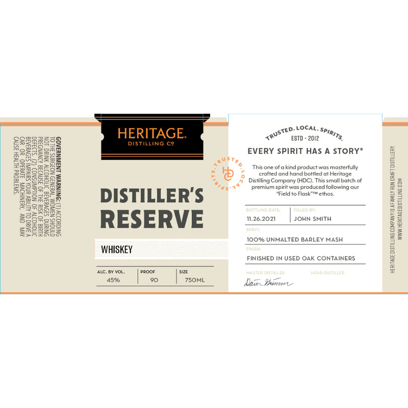 Heritage Distilling Distiller’s Reserve Whiskey