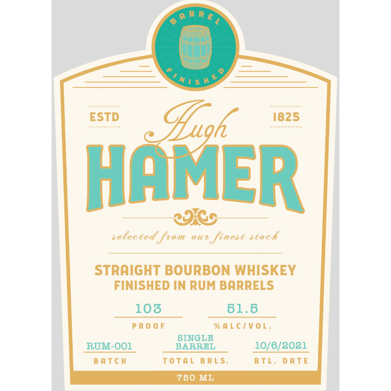 Hugh Hamer Straight Bourbon Finished in Rum Barrels