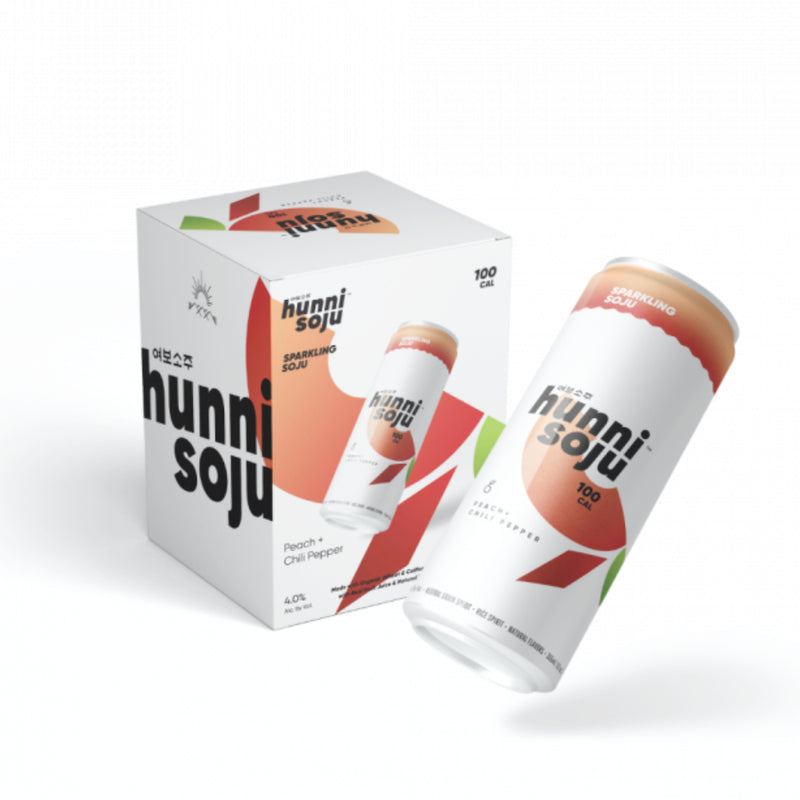Hunni Soju Peach + Chili Pepper Sparkling Soju 4pk