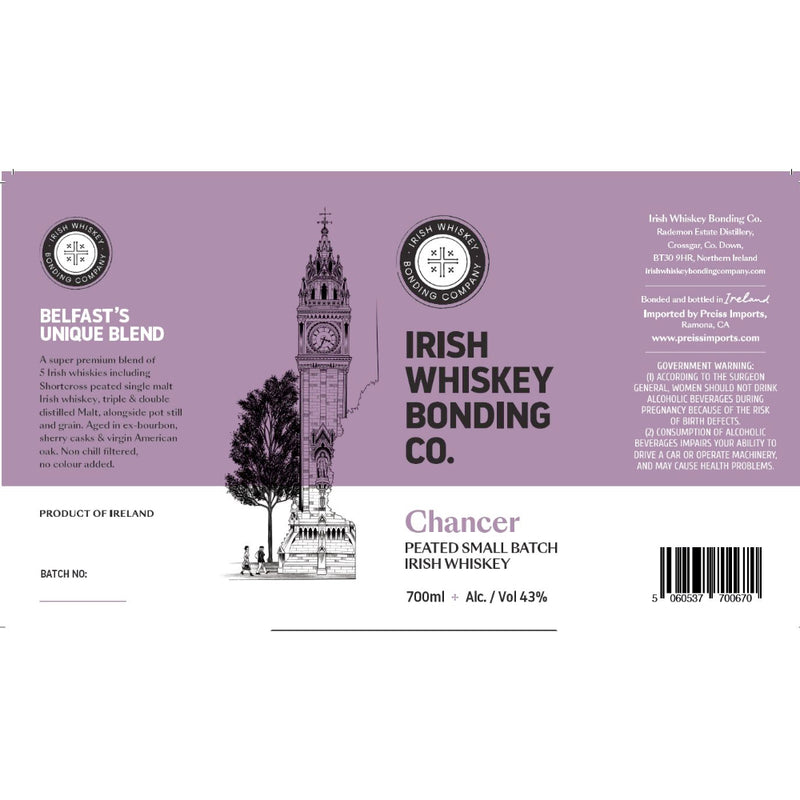 Irish Whiskey Bonding Co. Chancer Peated Irish Whiskey