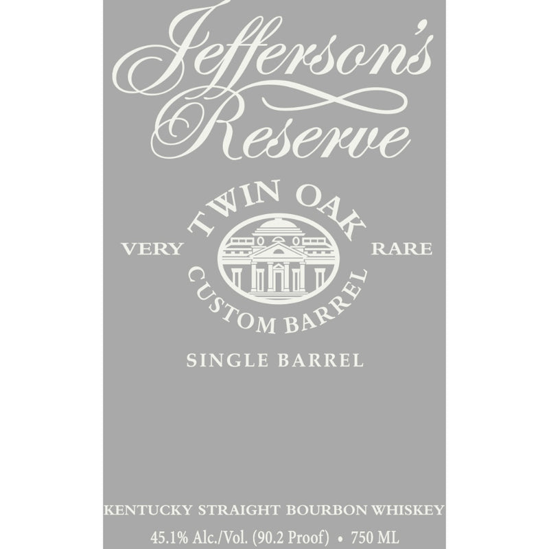 Jefferson’s Reserve Single Barrel Twin Oak Custom Barrel Bourbon