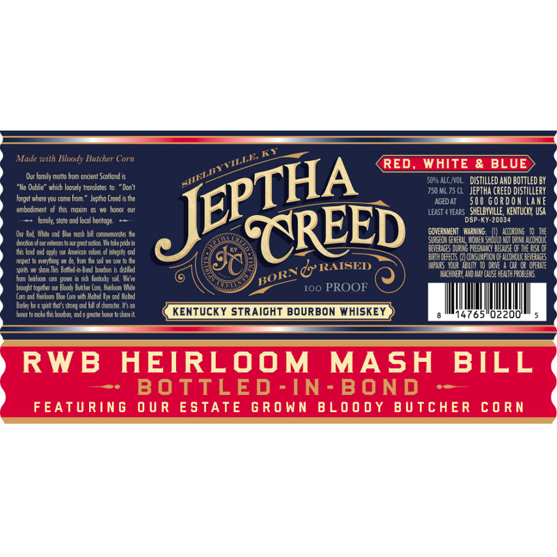 Jeptha Creed Red, White & Blue Kentucky Straight Bourbon