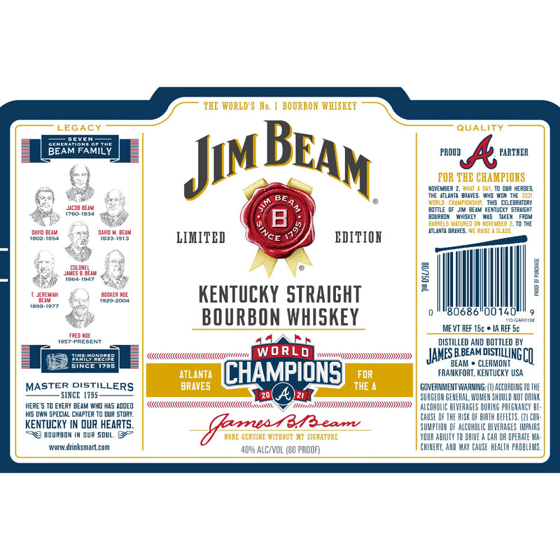 Jim Beam Atlanta Braves 2021 World Champions