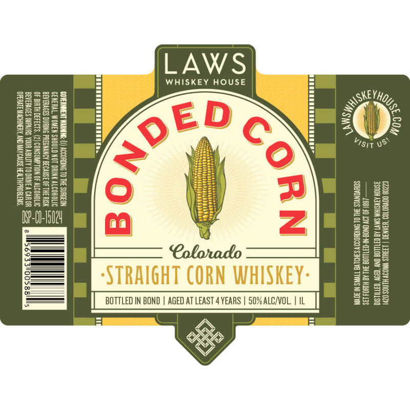 Laws Bonded Corn Straight Corn Whiskey 1L