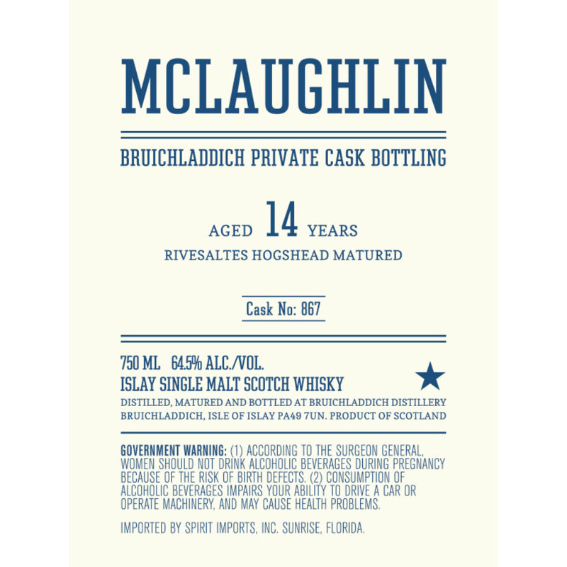 Mclaughlin Bruichladdich Private Cask No. 867