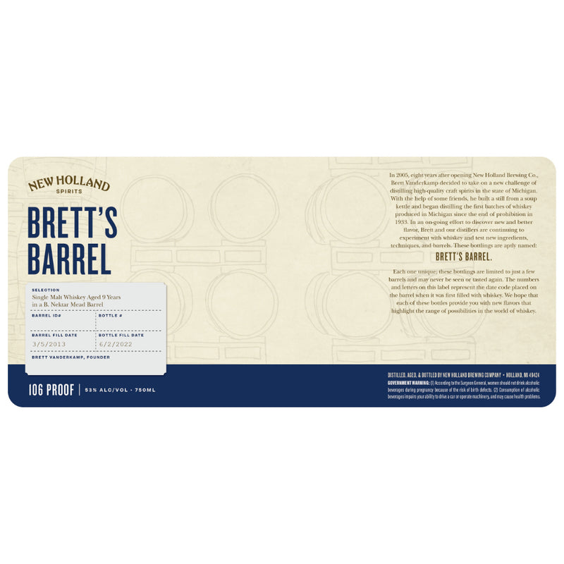 New Holland Brett’s Barrel 9 Year Single Malt Whiskey