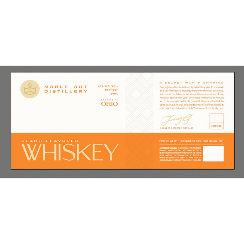 Noble Cut Distillery Peach Flavored Whiskey