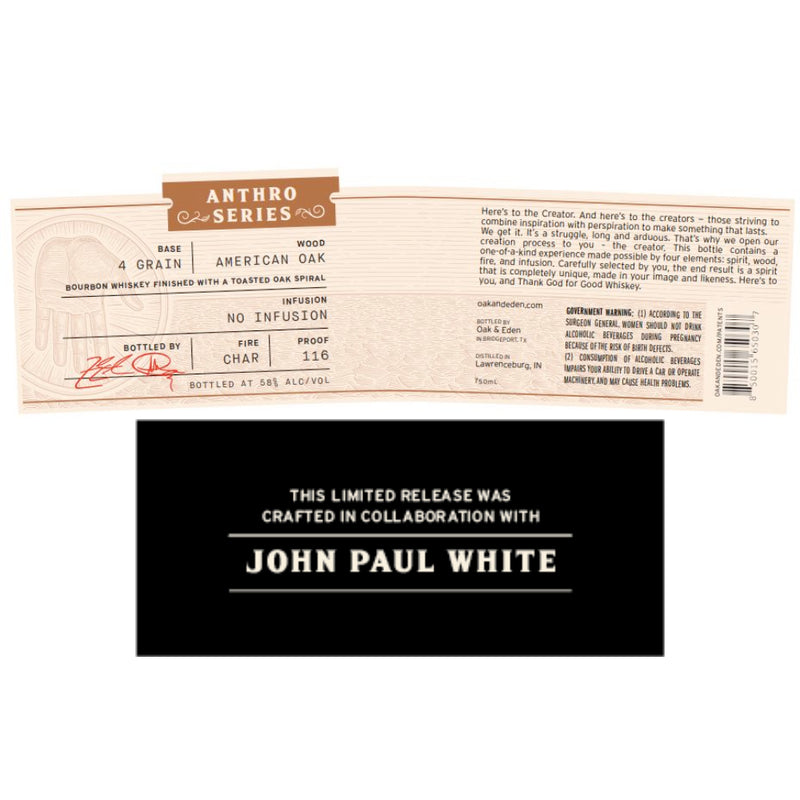 Oak & Eden Anthro Series John Paul White 4 Grain Bourbon