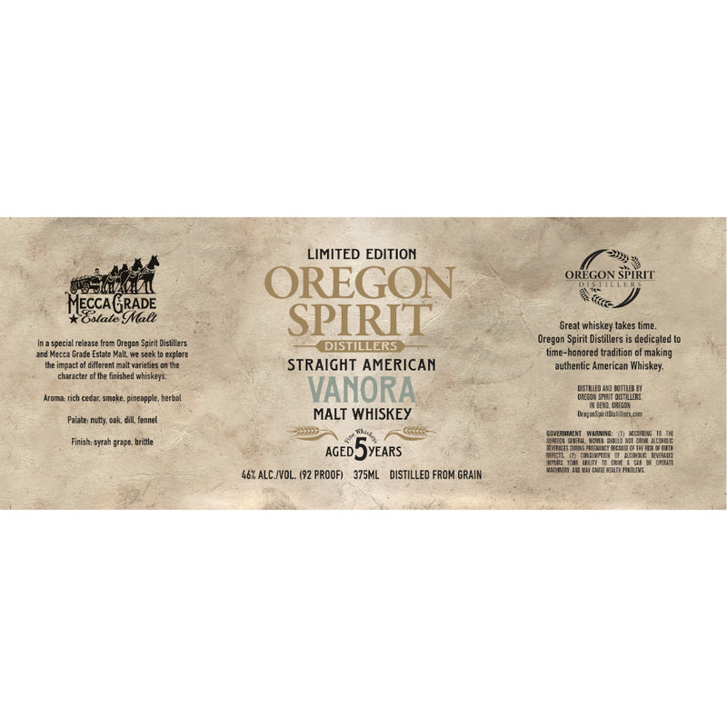 Oregon Spirit Distillers Vanora Straight Malt Whiskey