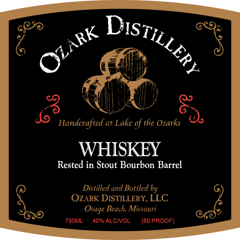 Ozark Distillery Whiskey Rested in Stout Bourbon Barrel