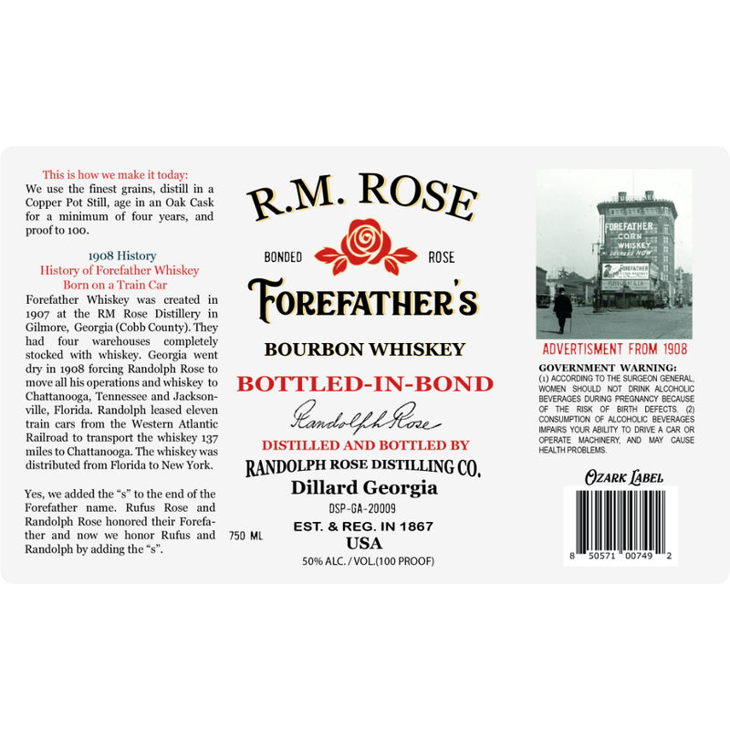 R.M. Rose Forefather’s Bottled in Bond Bourbon