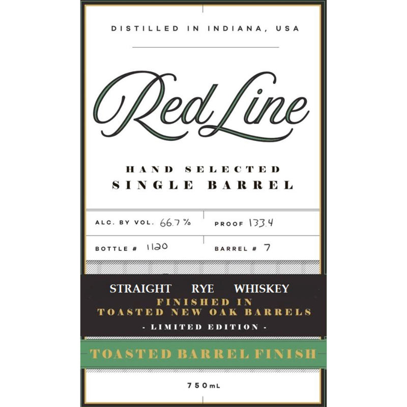 Red Line Single Barrel Rye Finished In Toasted New Oak Barrels
