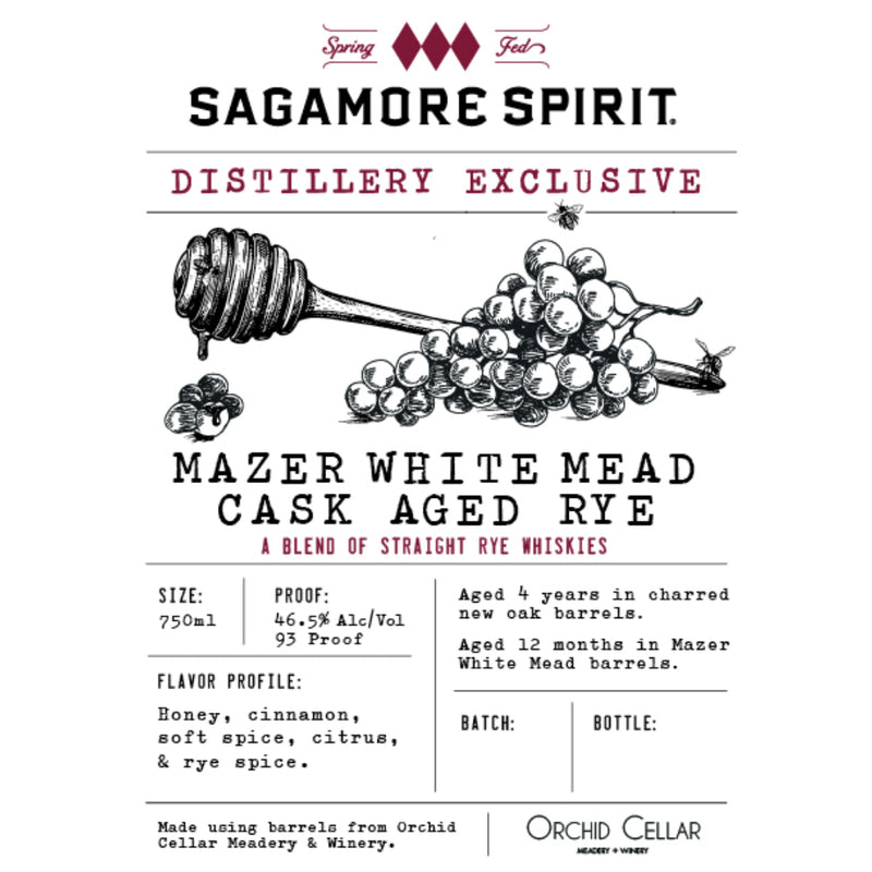 Sagamore Spirit Distillery Exclusive Mazer White Mead Cask Aged Rye