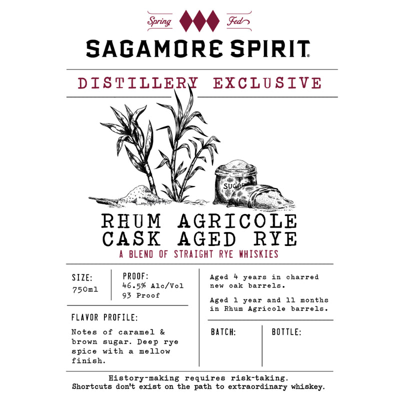 Sagamore Spirit Distillery Exclusive Rhum Agricole Cask Aged Rye