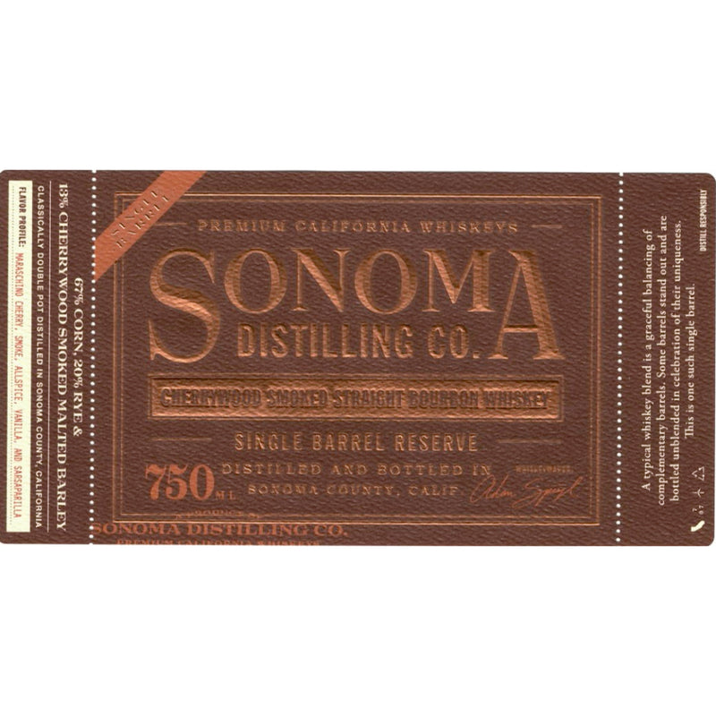 Sonoma Single Barrel Reserve Cherrywood Smoked Straight Bourbon