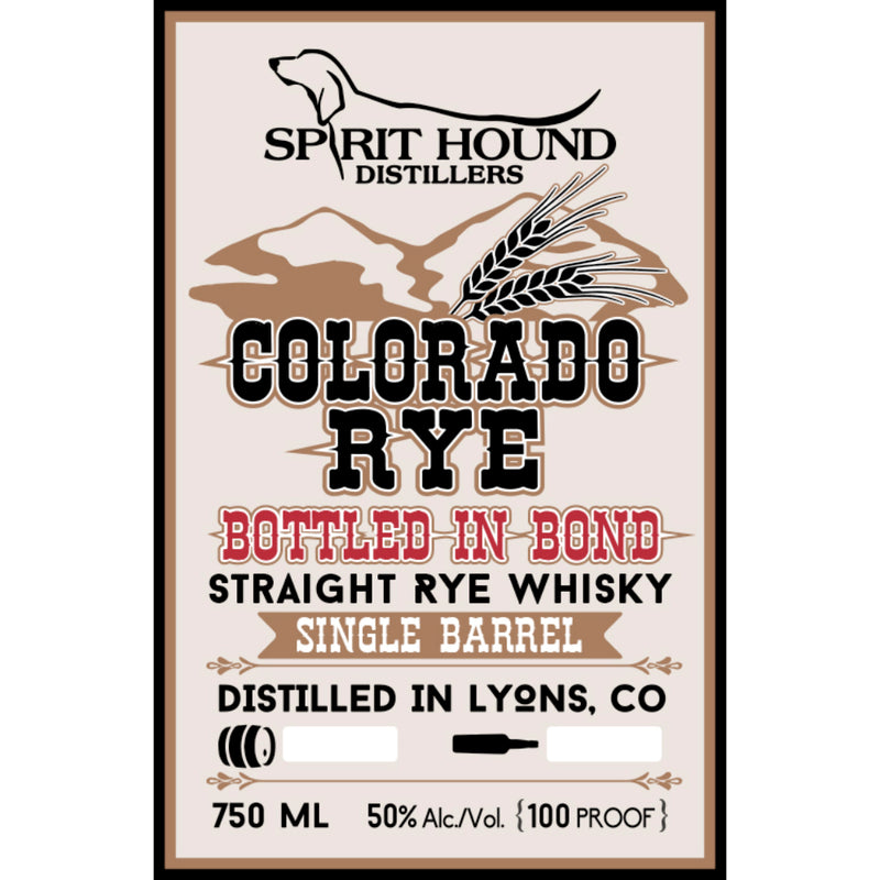 Spirit Hound Colorado Straight Rye Bottled in Bond
