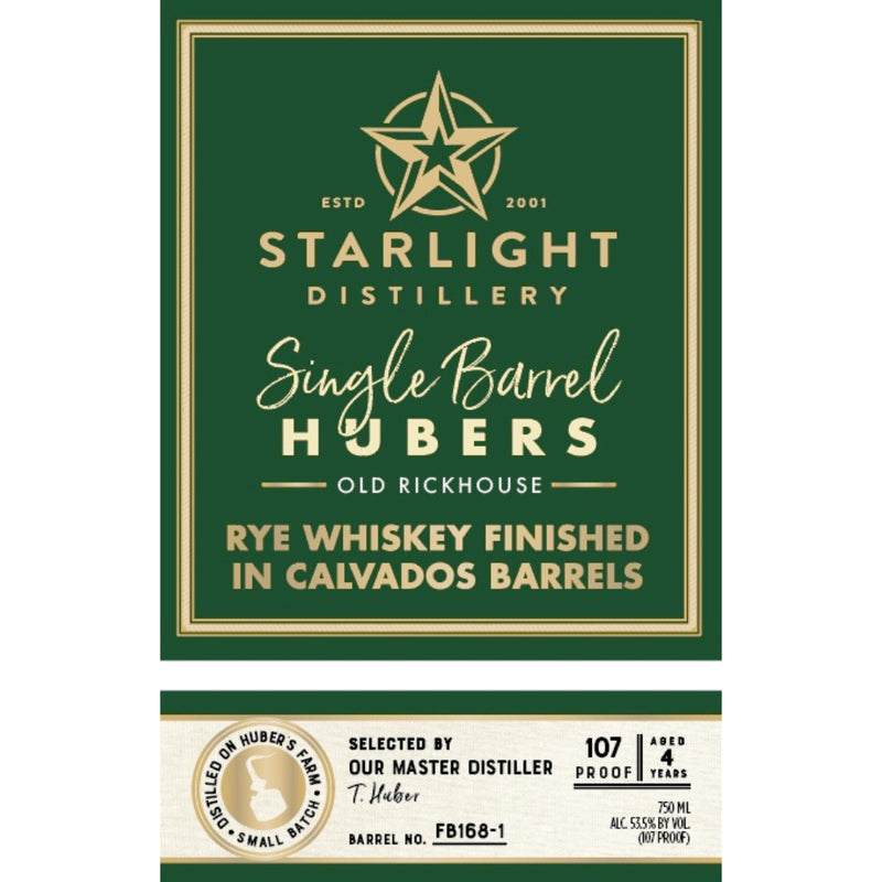 Starlight Old Rickhouse 4 Year Old Rye Finished In Calvados Barrels
