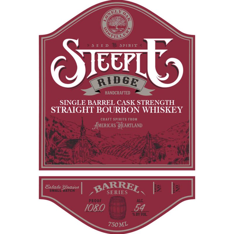 Steeple Ridge Handcrafted Single Barrel Cask Strength Straight Bourbon Whiskey